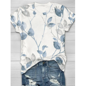 Women Floral Short Sleeve Tee T-shirt Crew Neck Printing Casual Summer Graphic Tee Top