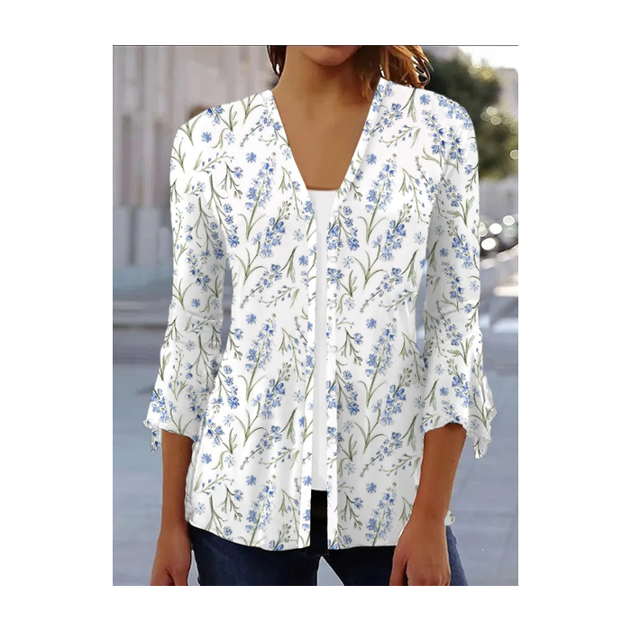 Women's Floral Spring/Fall Cover-up Casual Printing Lightweight Cardigan