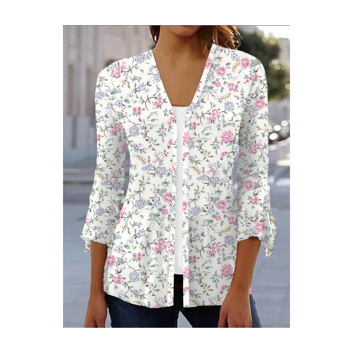Women's Floral Spring/Fall Cover-up Casual Printing Lightweight Cardigan