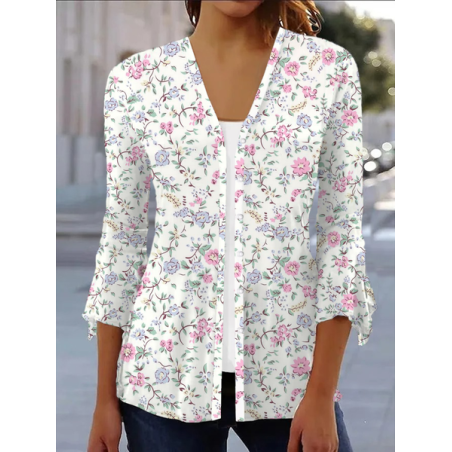 Women's Floral Spring/Fall Cover-up Casual Printing Lightweight Cardigan