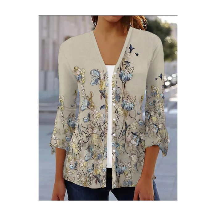 Women's Floral Spring/Fall Cover-up Casual Printing Lightweight Cardigan