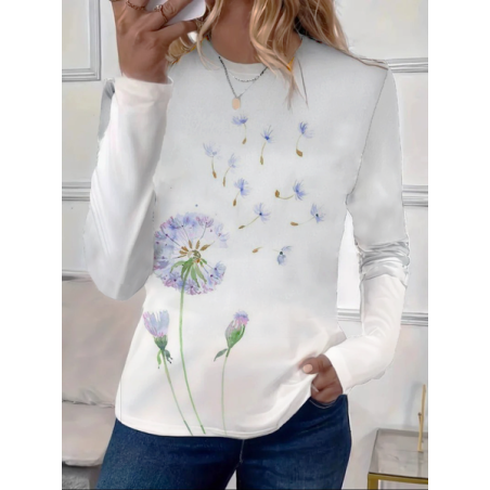 Women Floral Long Sleeve Tee T-shirt Crew Neck Printing Casual Spring/Fall Graphic Tee Top