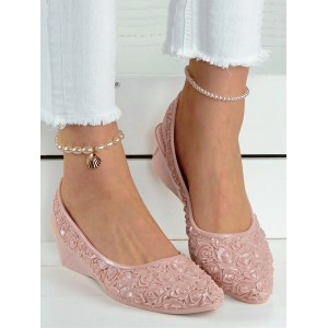 Waterproof Floral Wedge Heel Slingback Shallow Shoes