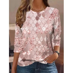 Women's Long Sleeve Tee T-shirt Spring/Fall Abstract Jersey Crew Neck Daily Going Out Casual Top