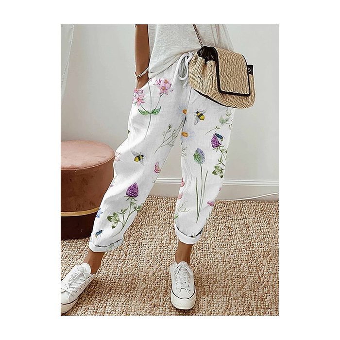 Women's Floral Ankle Pants Pant Casual Spring/Fall Trousers