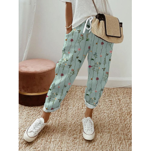 Women's Floral Ankle Pants Pant Casual Spring/Fall Trousers