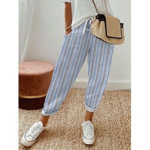 Women's Striped Ankle Pants Pant Casual Spring/Fall Trousers