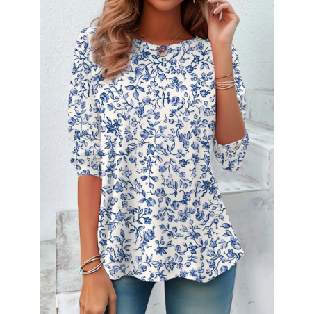 Women's Floral Long Sleeve Tee T-shirt Crew Neck Printing Casual Spring/Fall Graphic Tee Top