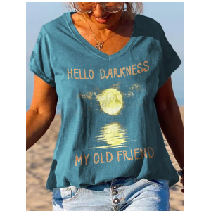 Women's Text Letters Short Sleeve Tee T-shirt V Neck Printing Casual Summer Graphic Tee Top