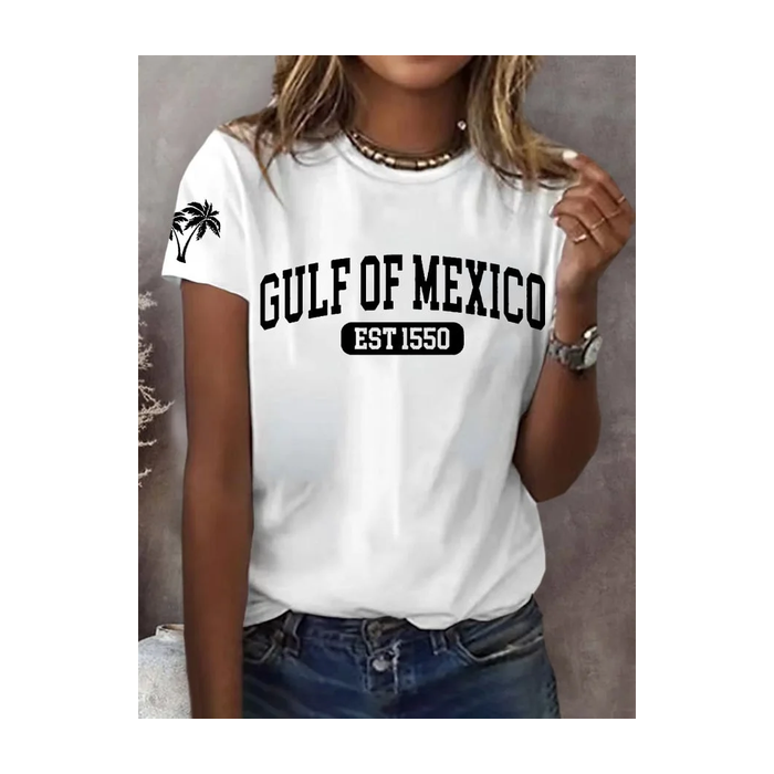 Women's Text Letters Short Sleeve Tee T-shirt Crew Neck Printing Casual Summer Graphic Tee Top