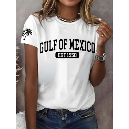 Women's Text Letters Short Sleeve Tee T-shirt Crew Neck Printing Casual Summer Graphic Tee Top