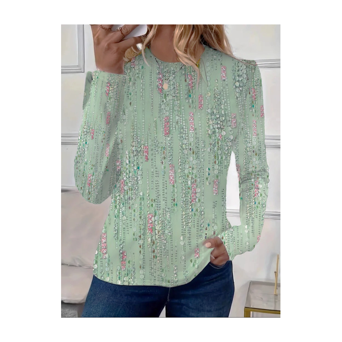 Women's Floral Long Sleeve Tee T-shirt Crew Neck Printing Casual Spring/Fall Graphic Tee Top