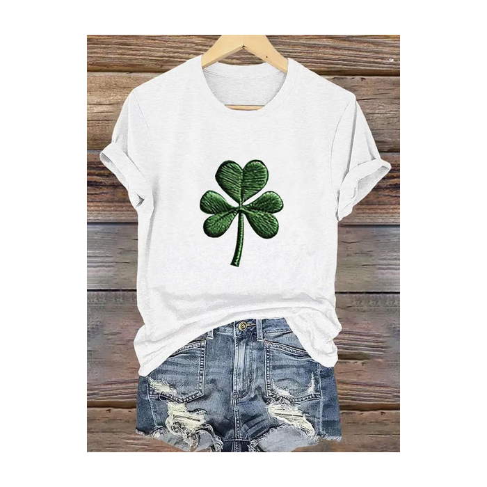 Women's Shamrock Short Sleeve Tee T-shirt St. Patrick's Day Floral Casual Summer Graphic Tee Top