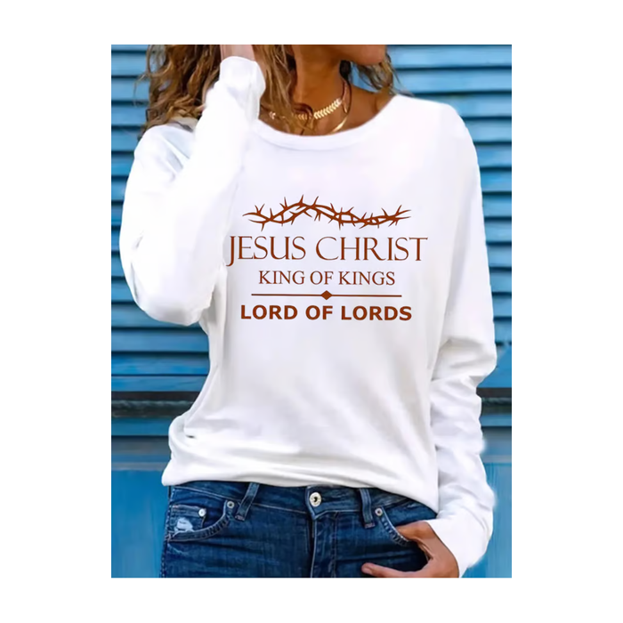 Women's Long Sleeve Tee T-shirt Spring/Fall Text Letters Printing Crew Neck Casual Graphic Tee Top