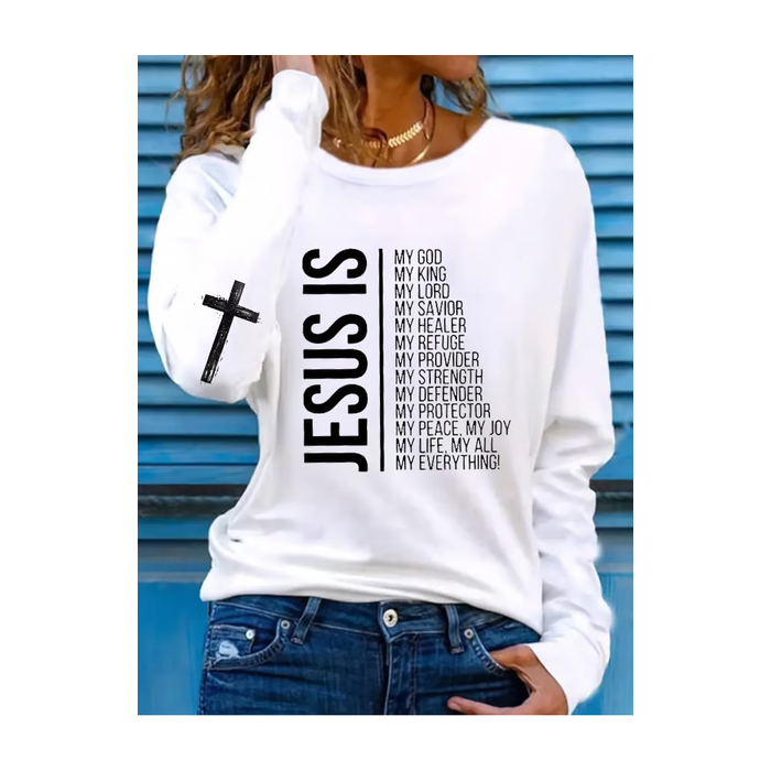 Women's Long Sleeve Tee T-shirt Spring/Fall Text Letters Printing Crew Neck Casual Graphic Tee Top