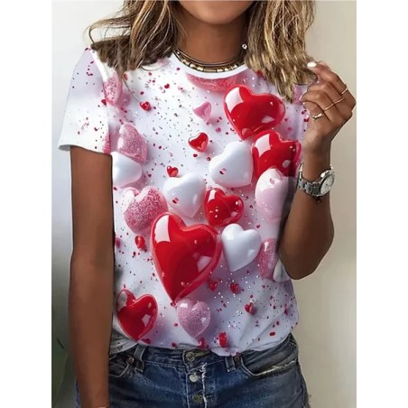 Women's Short Sleeve Tee T-shirt Summer Heart/Cordate Jersey Crew Neck Daily Going Out Casual Top