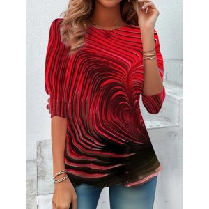 Women's Long Sleeve Tee T-shirt Spring/Fall Abstract Jersey Crew Neck Daily Going Out Casual Top