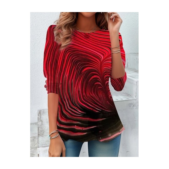 Women's Long Sleeve Tee T-shirt Spring/Fall Abstract Jersey Crew Neck Daily Going Out Casual Top