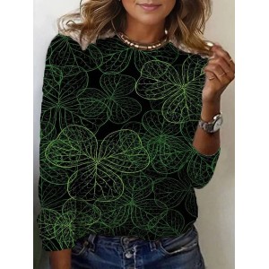 Women's Long Sleeve Tee T-shirt Spring/Fall Abstract Jersey Crew Neck Daily Going Out Casual Top