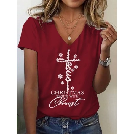 Women's Short Sleeve Tee T-shirt Summer Text Letters Jersey V Neck Daily Going Out Casual Top