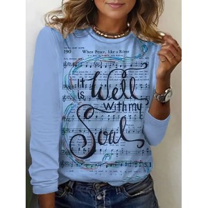 Women's Long Sleeve Tee T-shirt Spring/Fall Music Jersey Crew Neck Daily Going Out Casual Top
