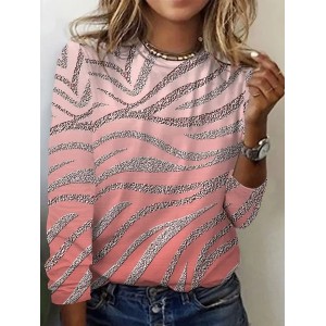 Women's Long Sleeve Tee T-shirt Spring/Fall Geometric Jersey Crew Neck Daily Going Out Casual Top