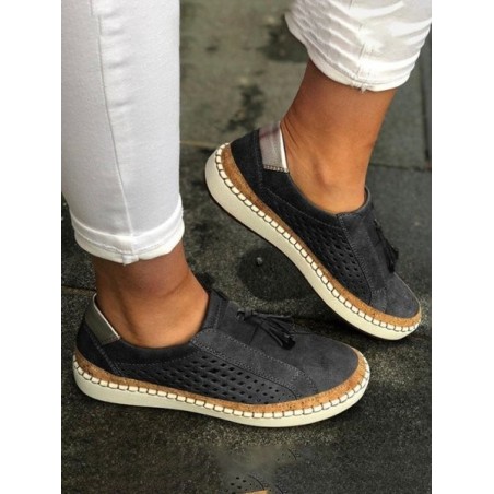 JFN  Slide Flat Heel Hollow-Out Round Toe Casual Women Breathable Sneakers