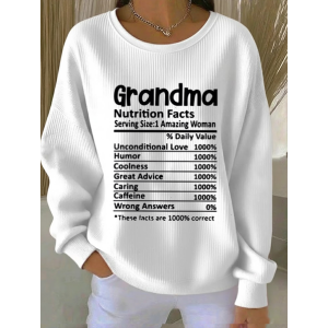 Women Text Letters Crew Neck Printing Casual Spring/Fall Long Sleeve Sweatshirt