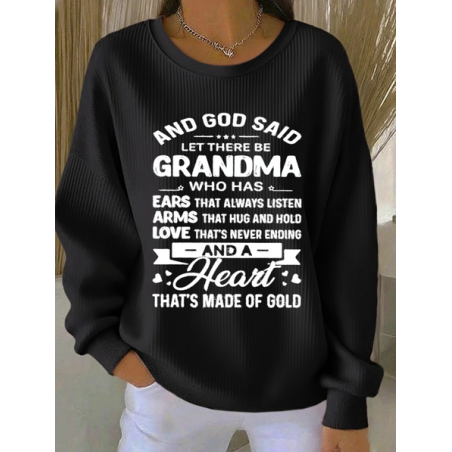 Women Text Letters Crew Neck Printing Casual Spring/Fall Long Sleeve Sweatshirt