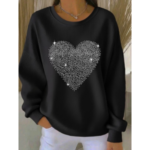 Women Heart/Cordate Crew Neck Printing Casual Spring/Fall Long Sleeve Sweatshirt