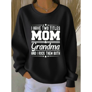 Women Text Letters Crew Neck Printing Casual Spring/Fall Long Sleeve Sweatshirt