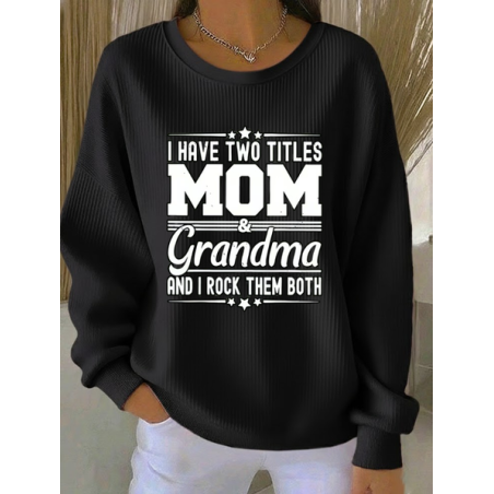 Women Text Letters Crew Neck Printing Casual Spring/Fall Long Sleeve Sweatshirt