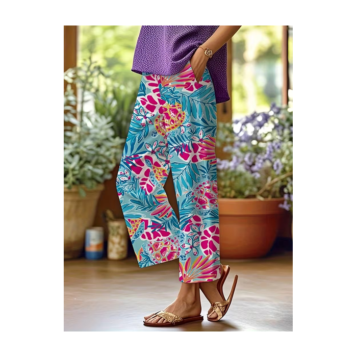 Women Floral Long Pants Casual Spring/Fall Trousers