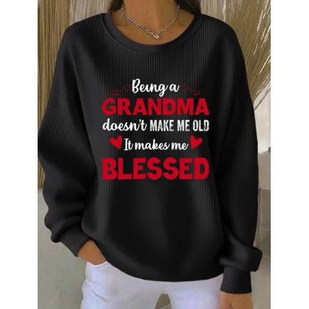 Women Text Letters Crew Neck Printing Casual Spring/Fall Long Sleeve Sweatshirt