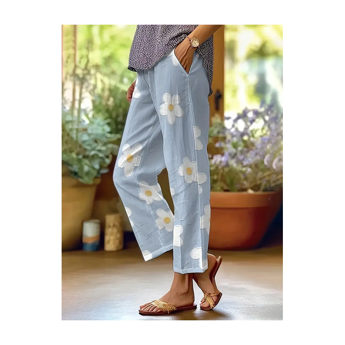 Women Floral Long Pants Casual Spring/Fall Trousers