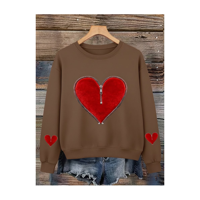 Women Heart/Cordate Crew Neck Printing Casual Spring/Fall Long Sleeve Sweatshirt