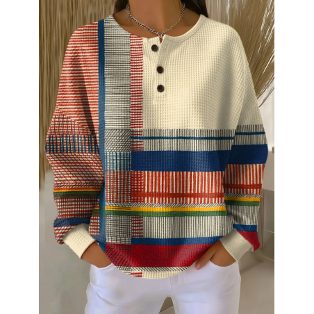 Women Abstract Crew Neck Printing Casual Spring/Fall Long Sleeve Sweatshirt