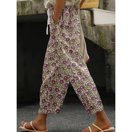Women Floral Long Pants Casual Spring/Fall Trousers
