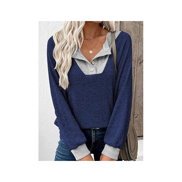 Split Joint Loose Simple Color Block Sweatshirt