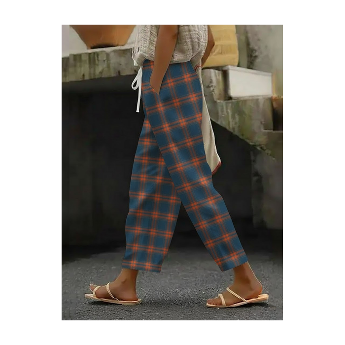 Women Plaid Long Pants Casual Spring/Fall Trousers