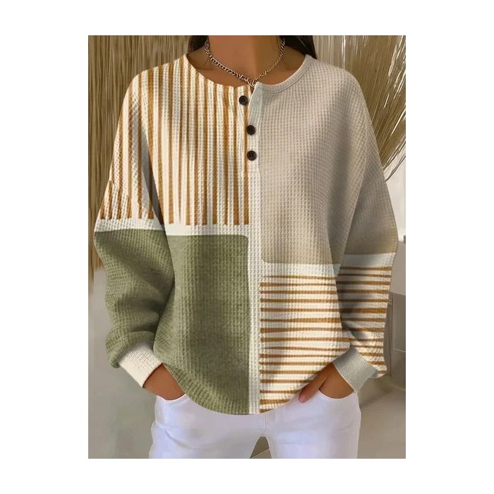 Women Abstract Crew Neck Printing Casual Spring/Fall Long Sleeve Sweatshirt