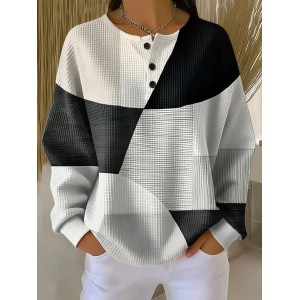 Women Abstract Crew Neck Printing Casual Spring/Fall Long Sleeve Sweatshirt