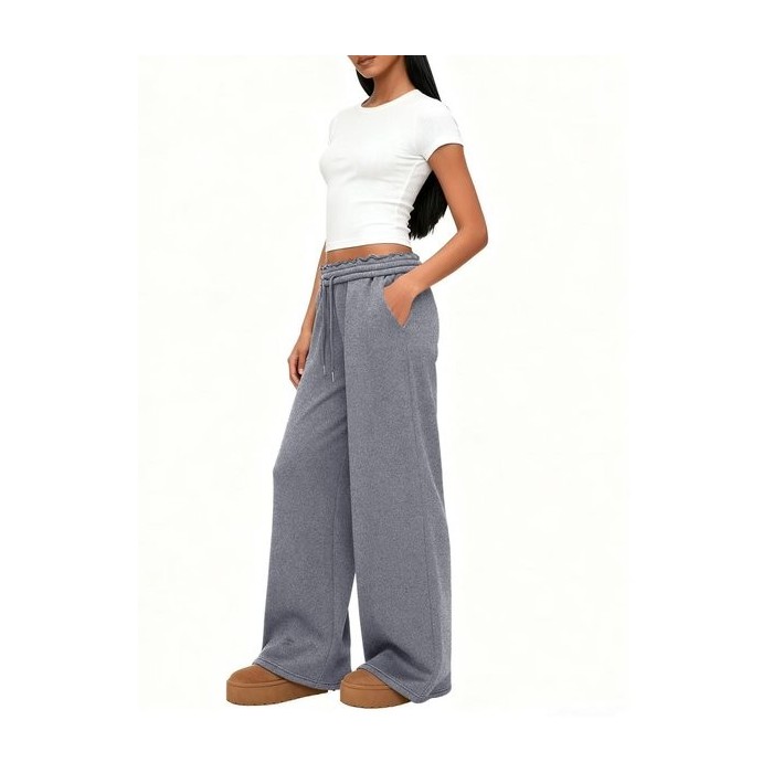 Women's  Elastic Waist H-Line Wide Leg Pants Daily Going Out Pants Coffee Casual Split Joint Plain Spring/Fall Pants