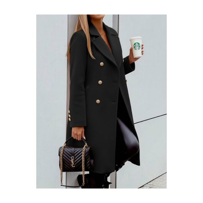 Women's Plain Winter Outerwear Casual Split Joint Mid-long Shawl Collar Overcoat