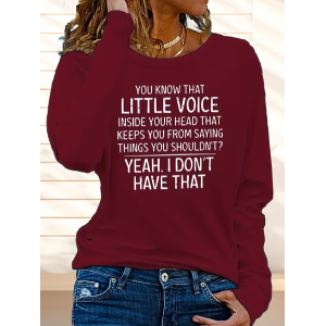 Women Text Letters Long Sleeve Tee T-shirt Crew Neck Printing Casual Graphic Tee Spring/Fall Top