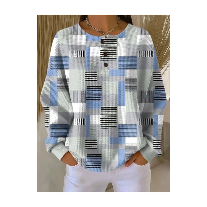 Women Abstract Crew Neck Printing Casual Spring/Fall Long Sleeve Sweatshirt
