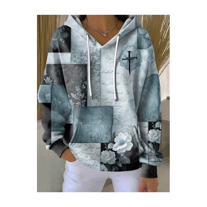 Women Floral Printing Long Sleeve Casual Daily Spring/Fall Hoodie