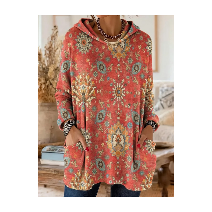 Women Ethnic Printing Long Sleeve Vintage Daily Spring/Fall Hoodie