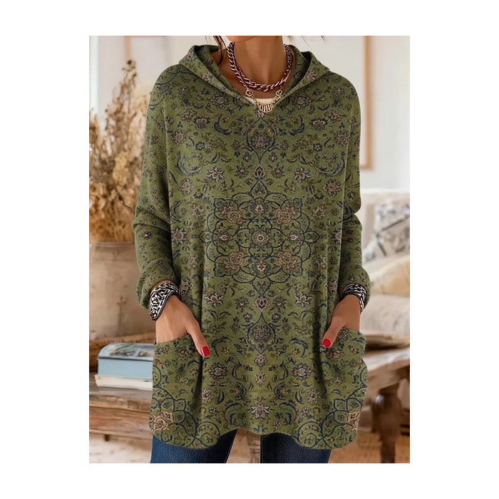 Women Floral Spring/Fall Printing Long Sleeve Vintage Daily Hoodie