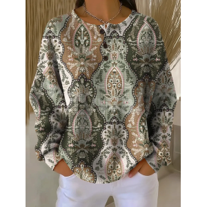 Women Floral Crew Neck Printing Casual Spring/Fall Long Sleeve Sweatshirt